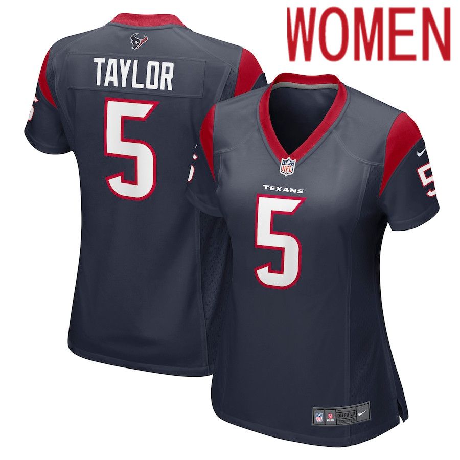 Women Houston Texans #5 Tyrod Taylor Nike Navy Nike Game NFL Jersey->women nfl jersey->Women Jersey